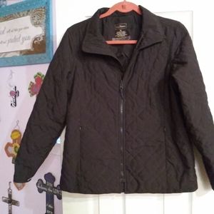 L.L Bean Brown Full Zip Quilted Jacket Women Size Medium thinsulate insulated